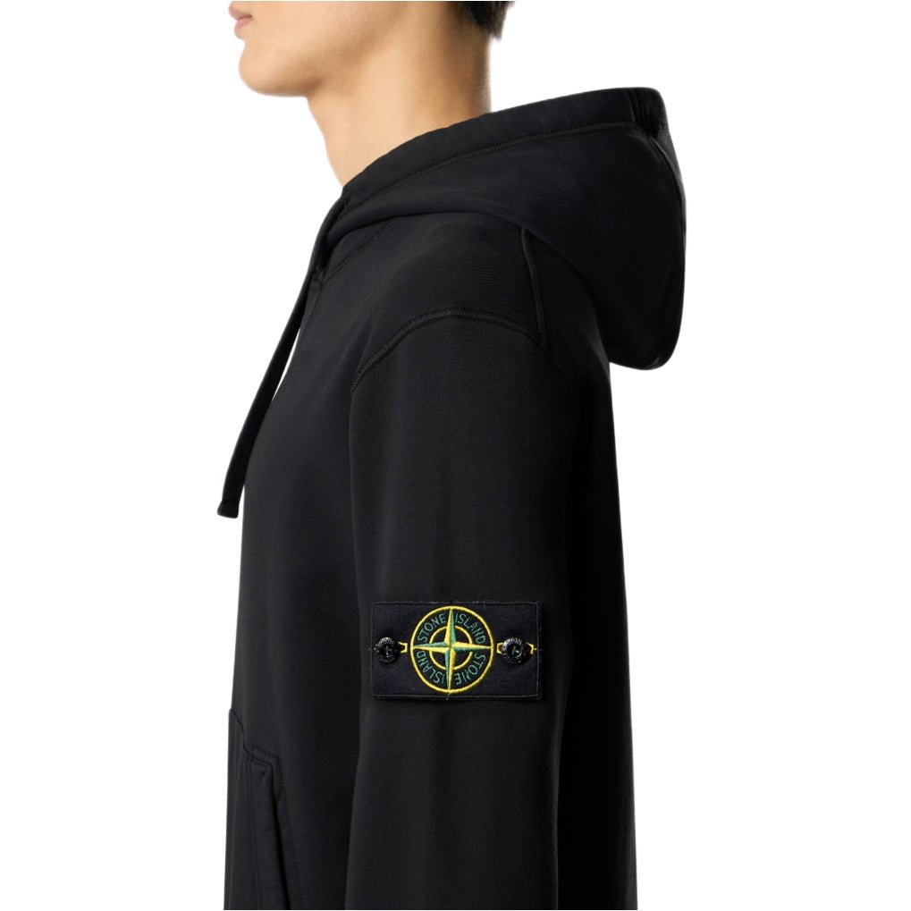Stone Island Pouch Pocket Fleece Hoodie - 029 Black - Escape Menswear