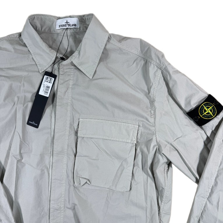 Stone Island Stretch Cotton Comfort Fit Overshirt - 061 Pearl Grey - Escape Menswear