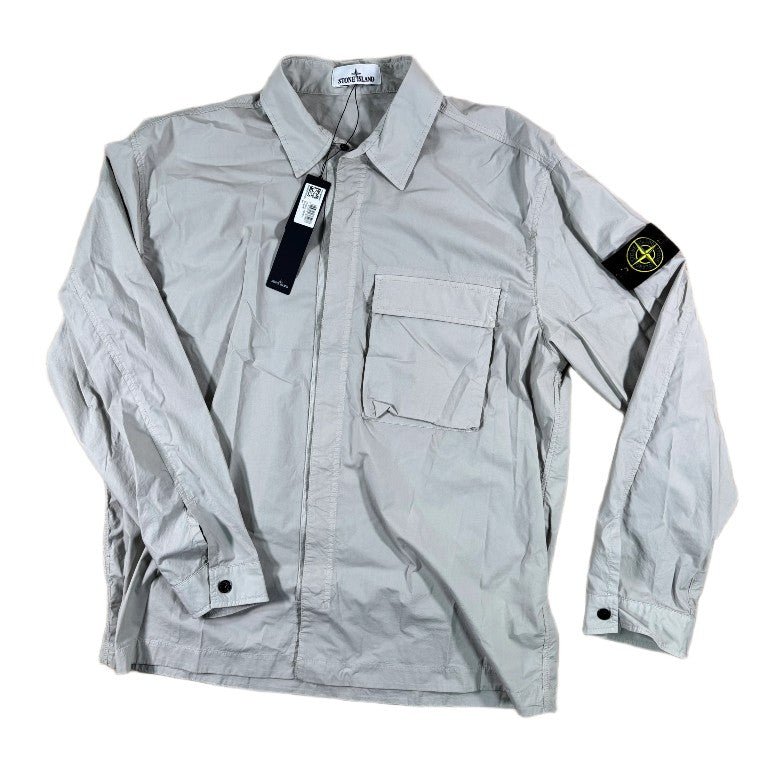 Stone Island Stretch Cotton Comfort Fit Overshirt - 061 Pearl Grey - Escape Menswear