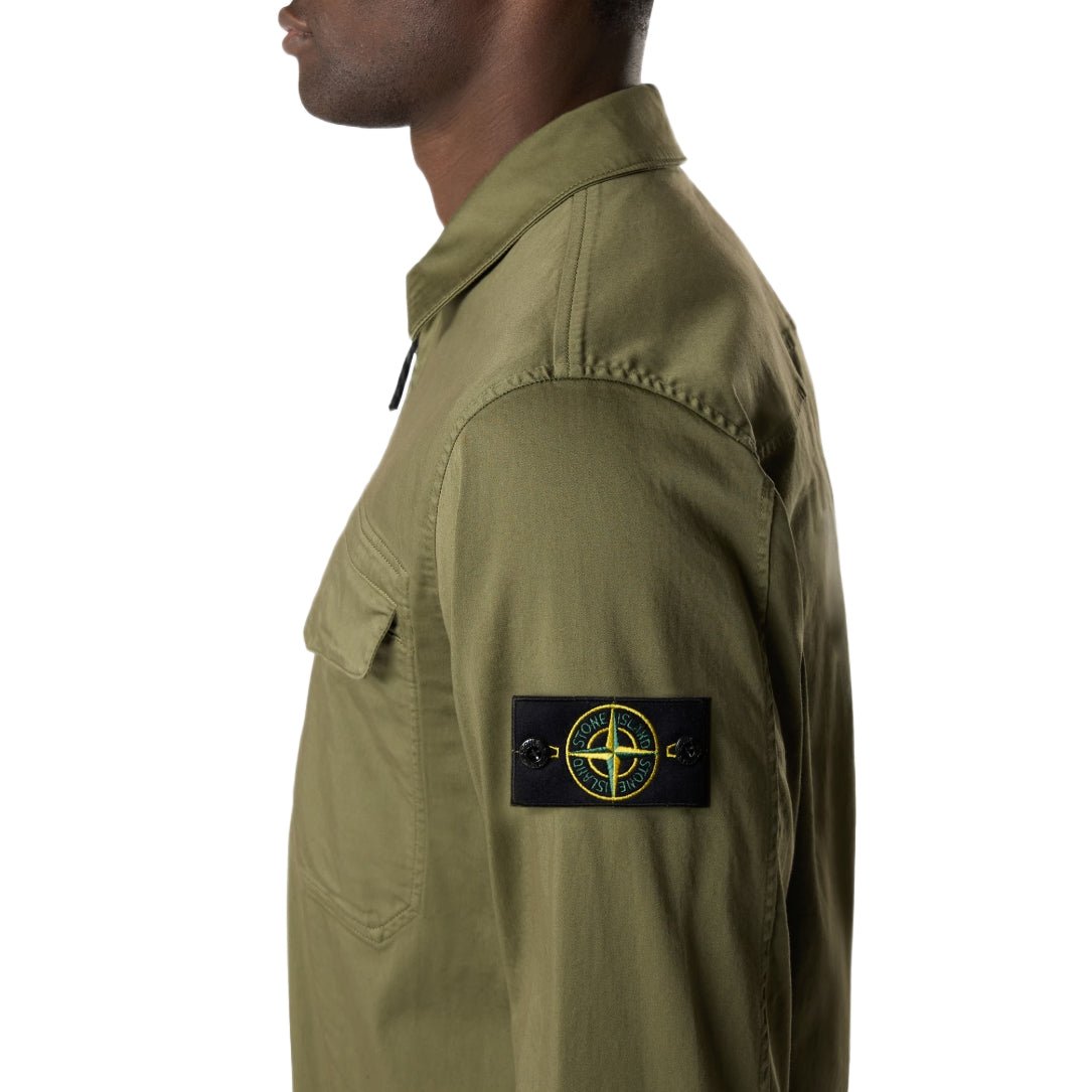 Stone Island Stretch Cotton Overshirt - V005G Military Green - Escape Menswear