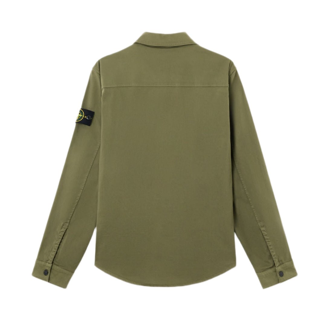 Stone Island Stretch Cotton Overshirt - V005G Military Green - Escape Menswear