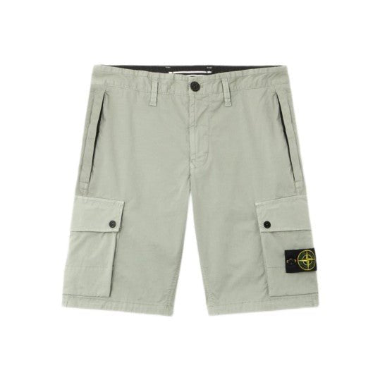 Stone Island Stretch Cotton Twill Cargo Shorts - 055 Sage Green - Escape Menswear