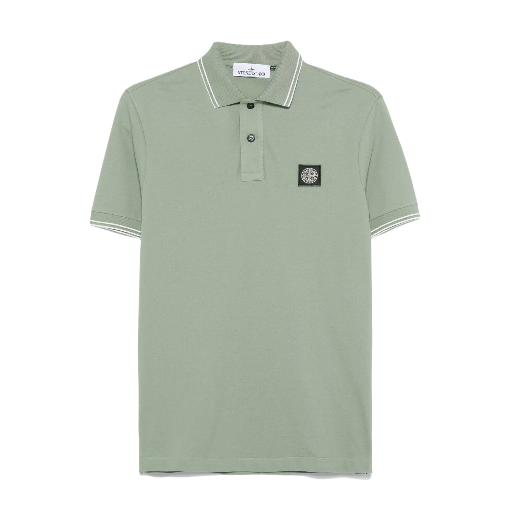 Stone Island Tipped Polo Shirt - V0055 Sage Green - Escape Menswear