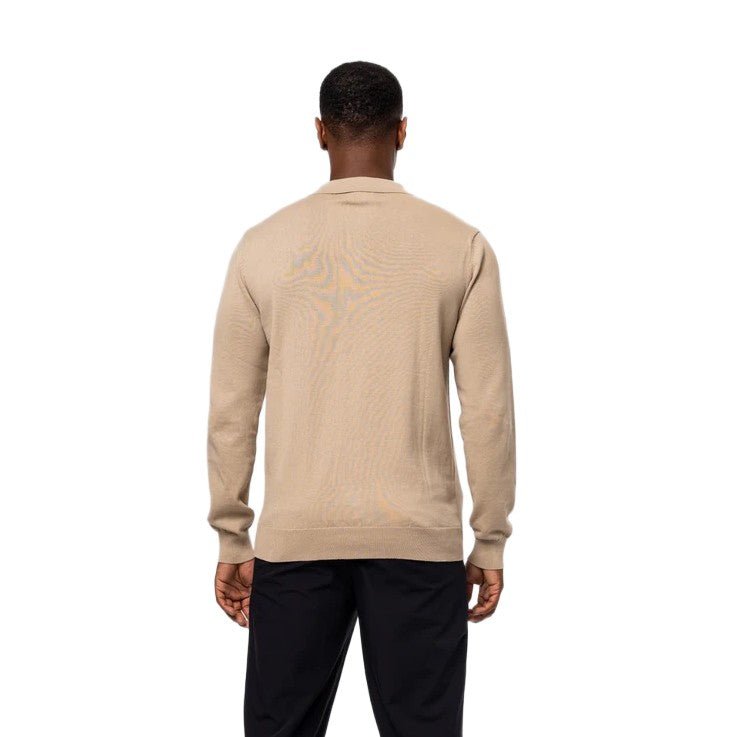 Valere Luxe Premium Long Sleeve Knit Polo - Stone - Escape Menswear