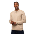 Valere Luxe Premium Long Sleeve Knit Polo - Stone - Escape Menswear