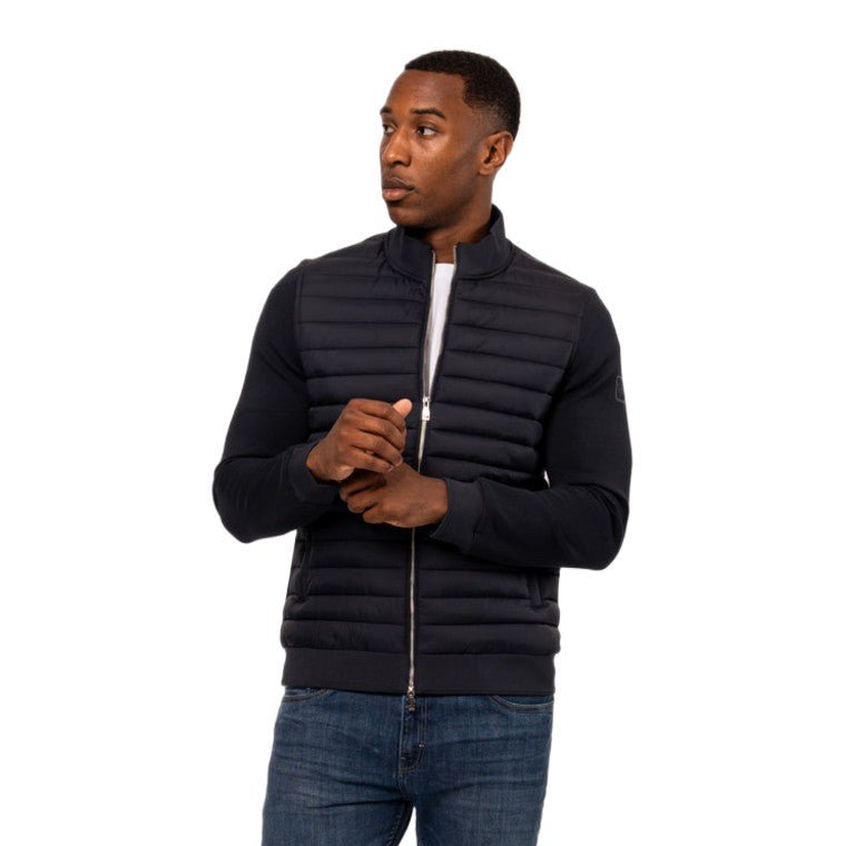 Valere Luxe Premium Quilted Hybrid Jacket - Navy - Escape Menswear