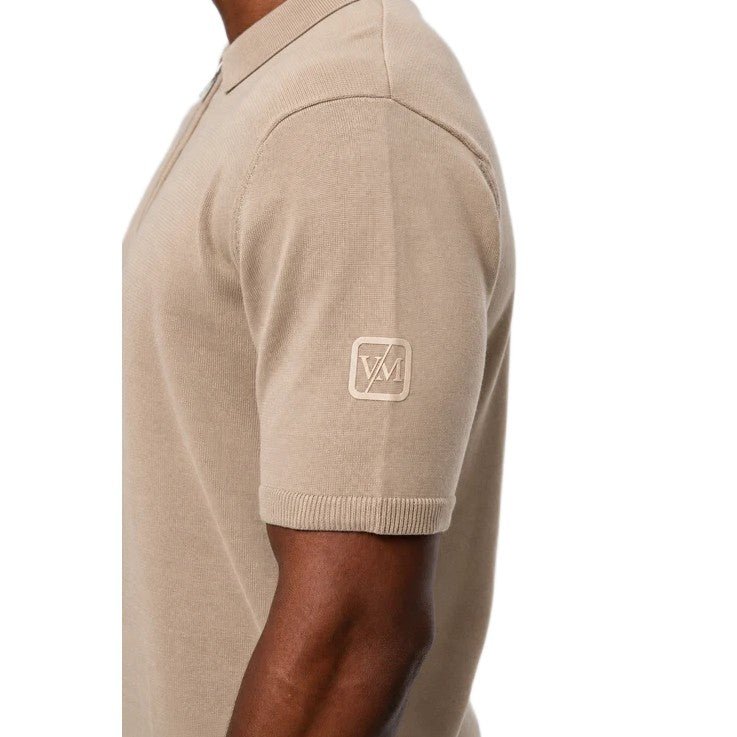Valere Luxe Premium Short Sleeve Knit Polo - Stone - Escape Menswear