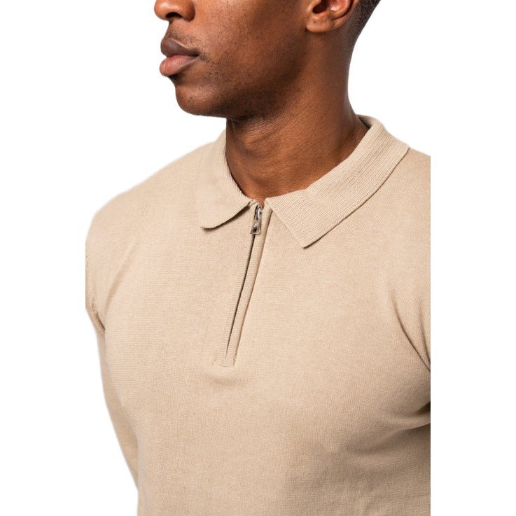 Valere Luxe Premium Short Sleeve Knit Polo - Stone - Escape Menswear