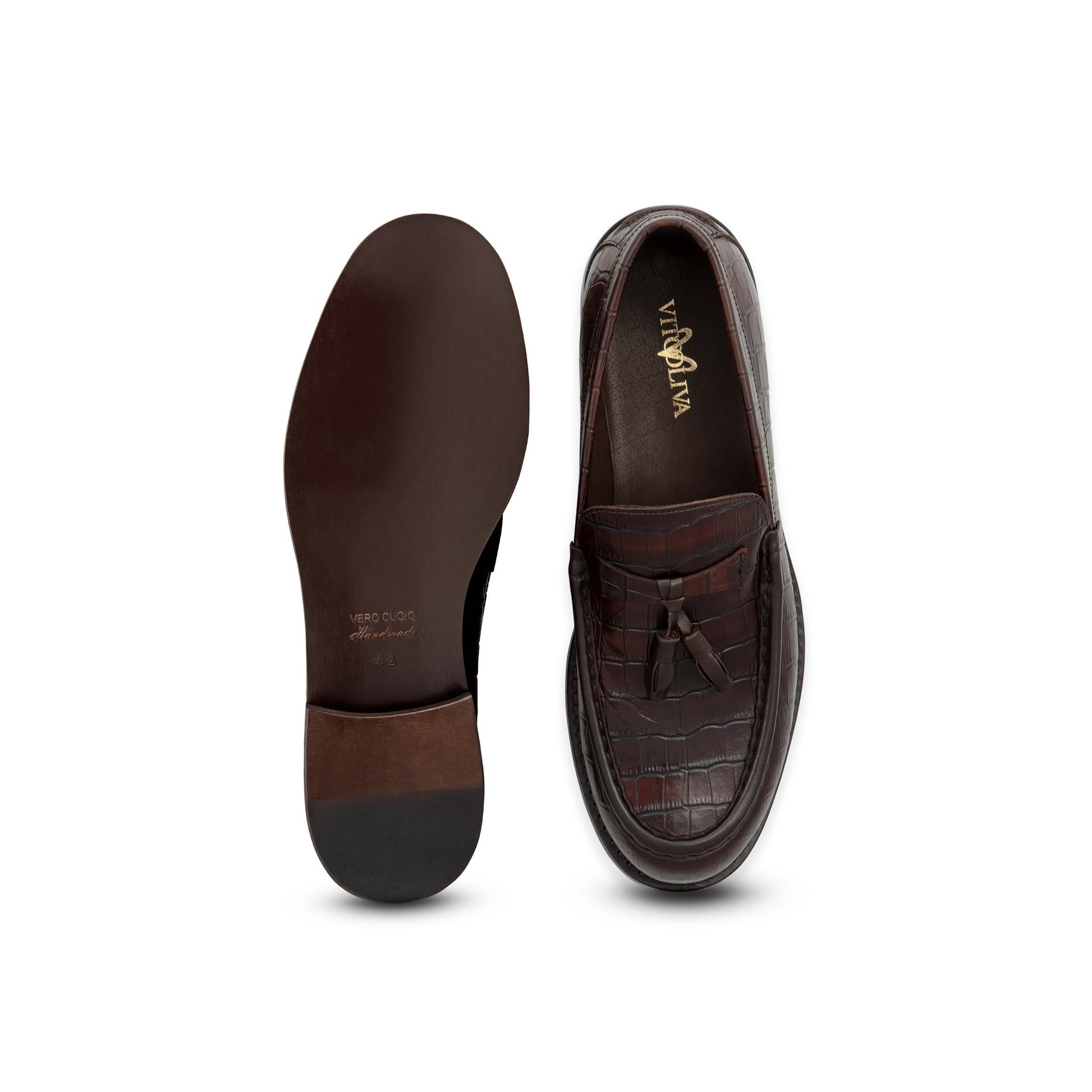 Vito Oliva Classic Shoes - Brown Croco - Escape Menswear