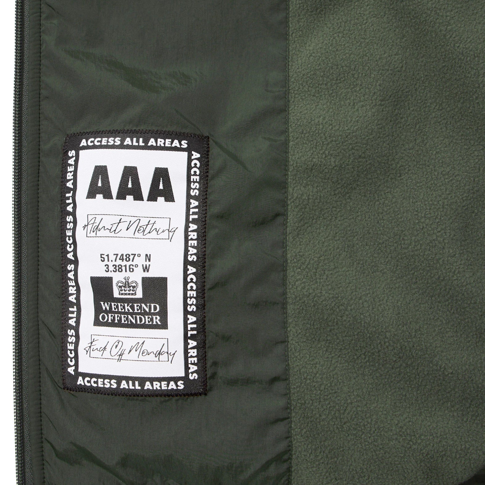 Weekend Offender Technician Fleece Jacket - Black Forest Green - Escape Menswear