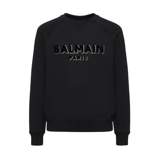 Balmain Flock Logo Sweatshirt - EJO Blk/Blk/S - Escape Menswear