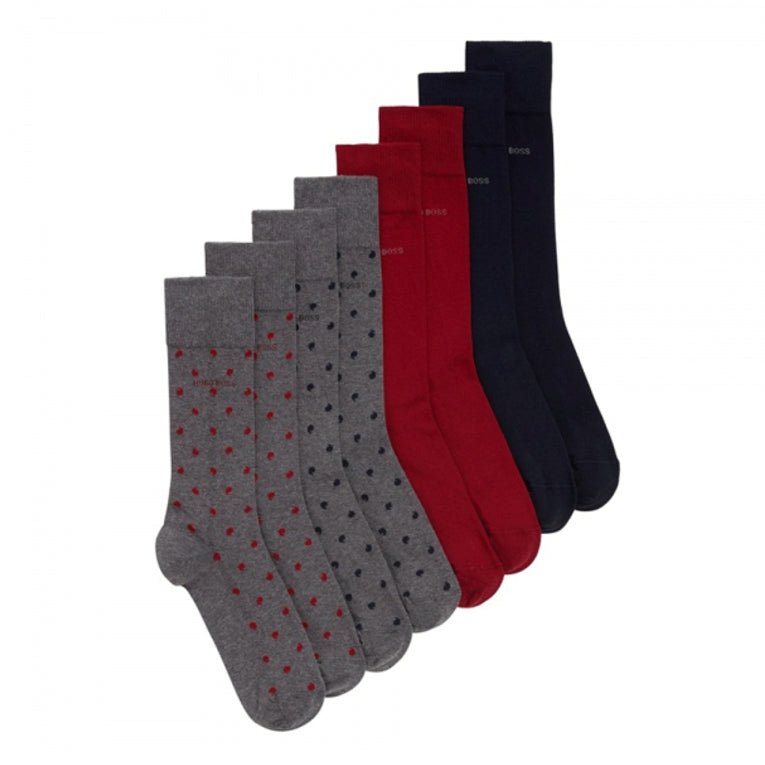 Boss Black 4 Pack Socks Gift Set - Gry/Nvy/Rd - Escape Menswear