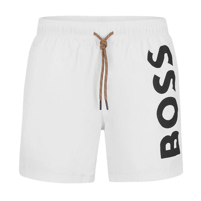 Boss Black 50469594 Octopus Swim Shorts - 101 White - Escape Menswear