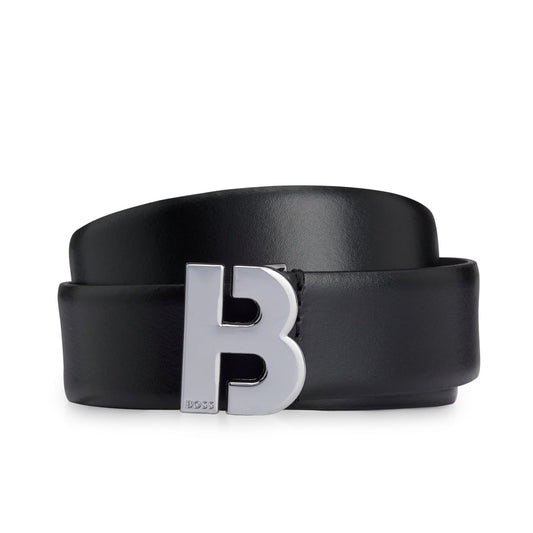 Boss Black 50471167 B Icon Belt - 001 Black/Silver - Escape Menswear