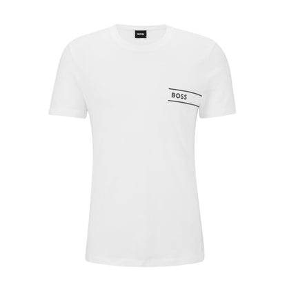 Boss Black 50489442 Stripe T-Shirt - 100 White - Escape Menswear