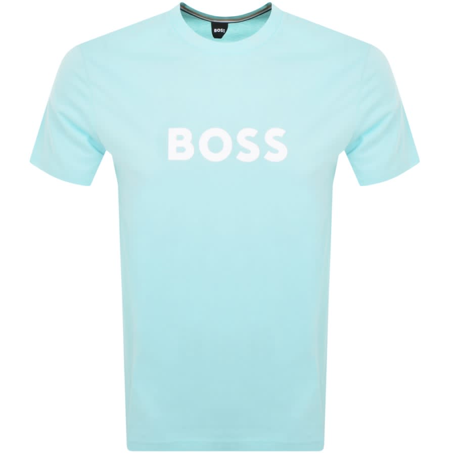 BOSS Black 50491706 T-Shirt Contrast Logo - 356 Aqua - Escape Menswear