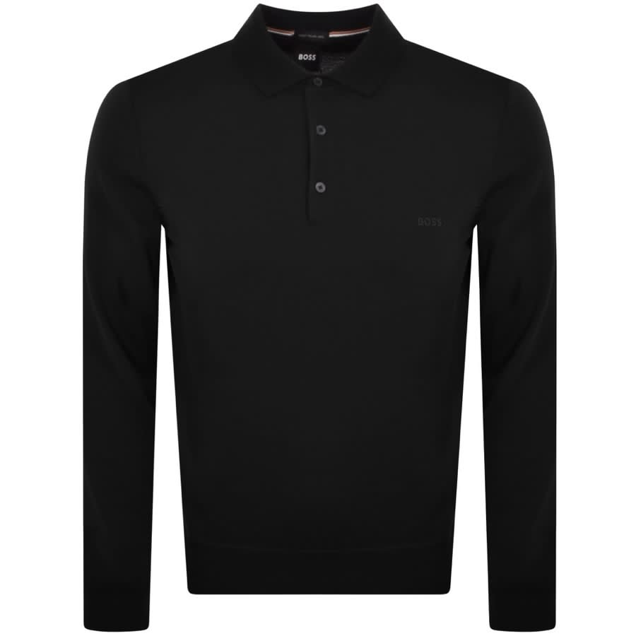 BOSS Black Bono-L Polo Sweater - 001 Black - Escape Menswear