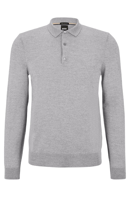 BOSS Black Bono-L Polo Sweater - 041 Grey - Escape Menswear