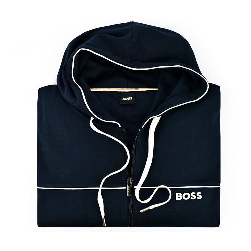 Boss Black Core Zip Hoodie - 403 Navy - Escape Menswear