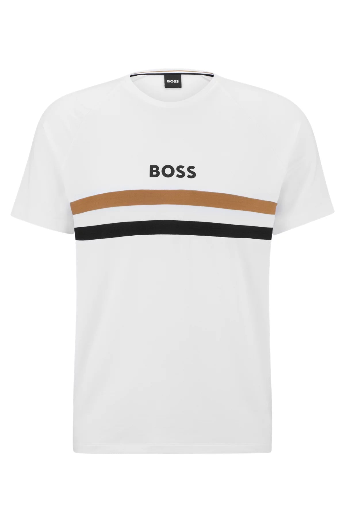BOSS Black Fashion Stripe T-Shirt - 100 White - Escape Menswear