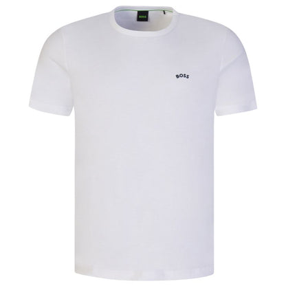 BOSS Green Curved Logo T-Shirt - 102 White - Escape Menswear