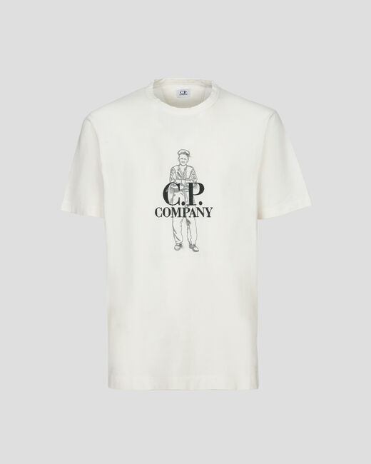 C.P. Company 14CMTS261A British Sailor Print T-Shirt - 103 White - Escape Menswear