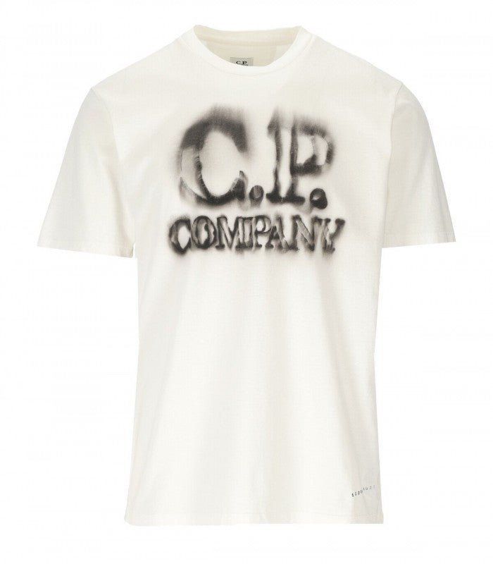 C.P. Company 14CMTS348A Blurry Logo T-Shirt - 103 White - Escape Menswear