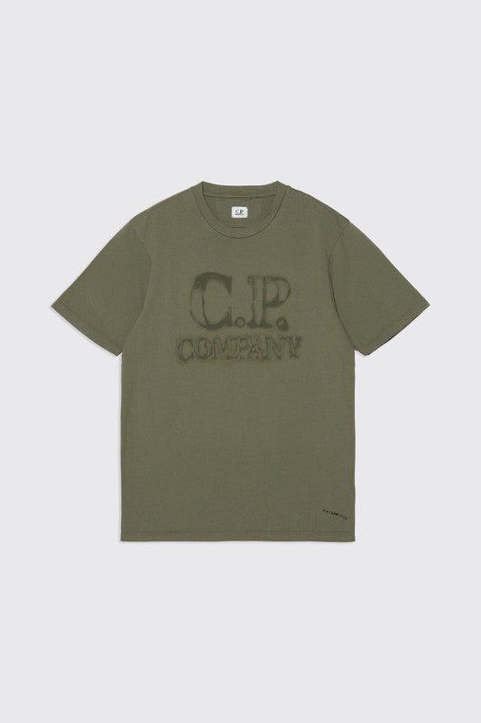 C.P. Company 14CMTS348A Blurry Logo T-Shirt - 648 Bronze Green - Escape Menswear