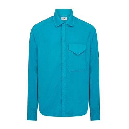 CP Company Chrome R Zip Over shirt - 825 Tile Blue - Escape Menswear