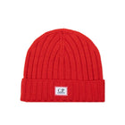 C.P. Company CMAC120A Patch Logo Beanie - 486 Pompeian Red - Escape Menswear