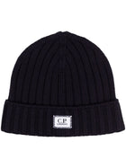 C.P. Company CMAC120A Patch Logo Beanie - 888 Navy - Escape Menswear