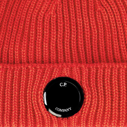 C.P. Company CMAC272A Wool Lens Beanie - 486 Pompeian Red - Escape Menswear