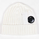C.P. Company CMAC300A Wool Ribbed knitted Lens Beanie - 103 Gauze White - Escape Menswear
