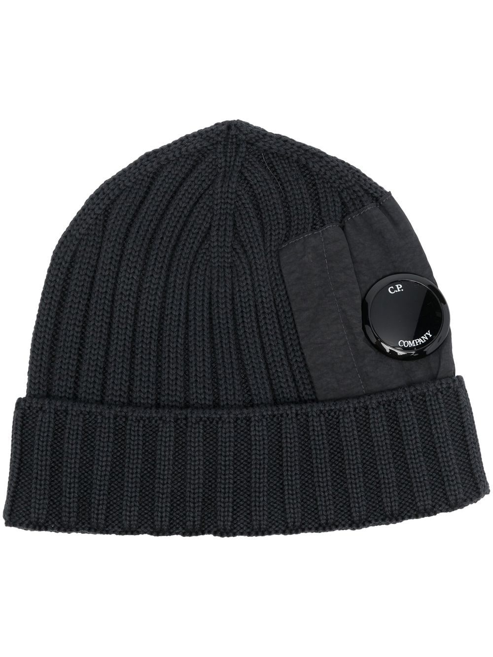 C.P. Company CMAC300A Wool Ribbed knitted Lens Beanie - 968 Fog Grey - Escape Menswear