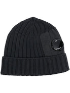C.P. Company CMAC300A Wool Ribbed knitted Lens Beanie - 968 Fog Grey - Escape Menswear