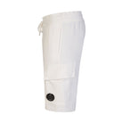 C.P. Company CMSB021A Light Fleece Cargo Shorts - 103 White - Escape Menswear