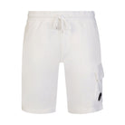 C.P. Company CMSB021A Light Fleece Cargo Shorts - 103 White - Escape Menswear