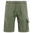 C.P. Company CMSB021A Light Fleece Cargo Shorts - 669 Thyme Green - Escape Menswear