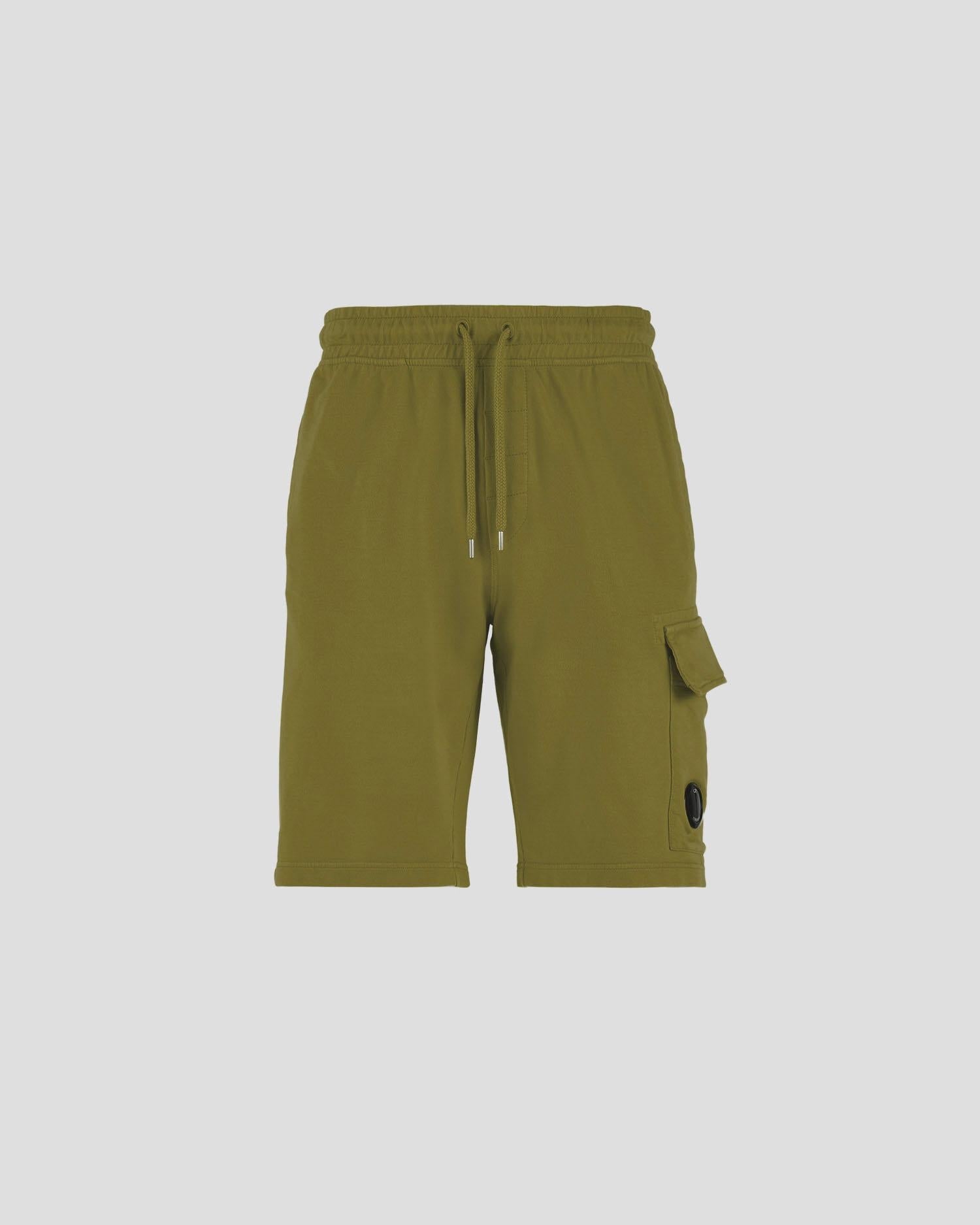 C.P. Company CMSB021A Light Fleece Cargo Shorts - 698 Green Moss - Escape Menswear