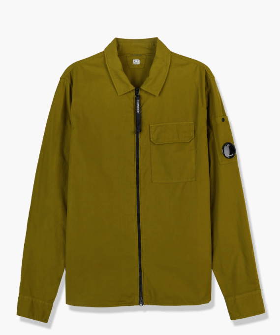 C.P. Company CMSH087A Gabardine Zip Overshirt - 698 Green Moss - Escape Menswear