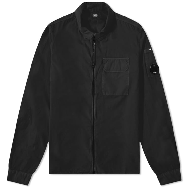 C.P. Company CMSH087A Gabardine Zip Overshirt - 999 Black - Escape Menswear