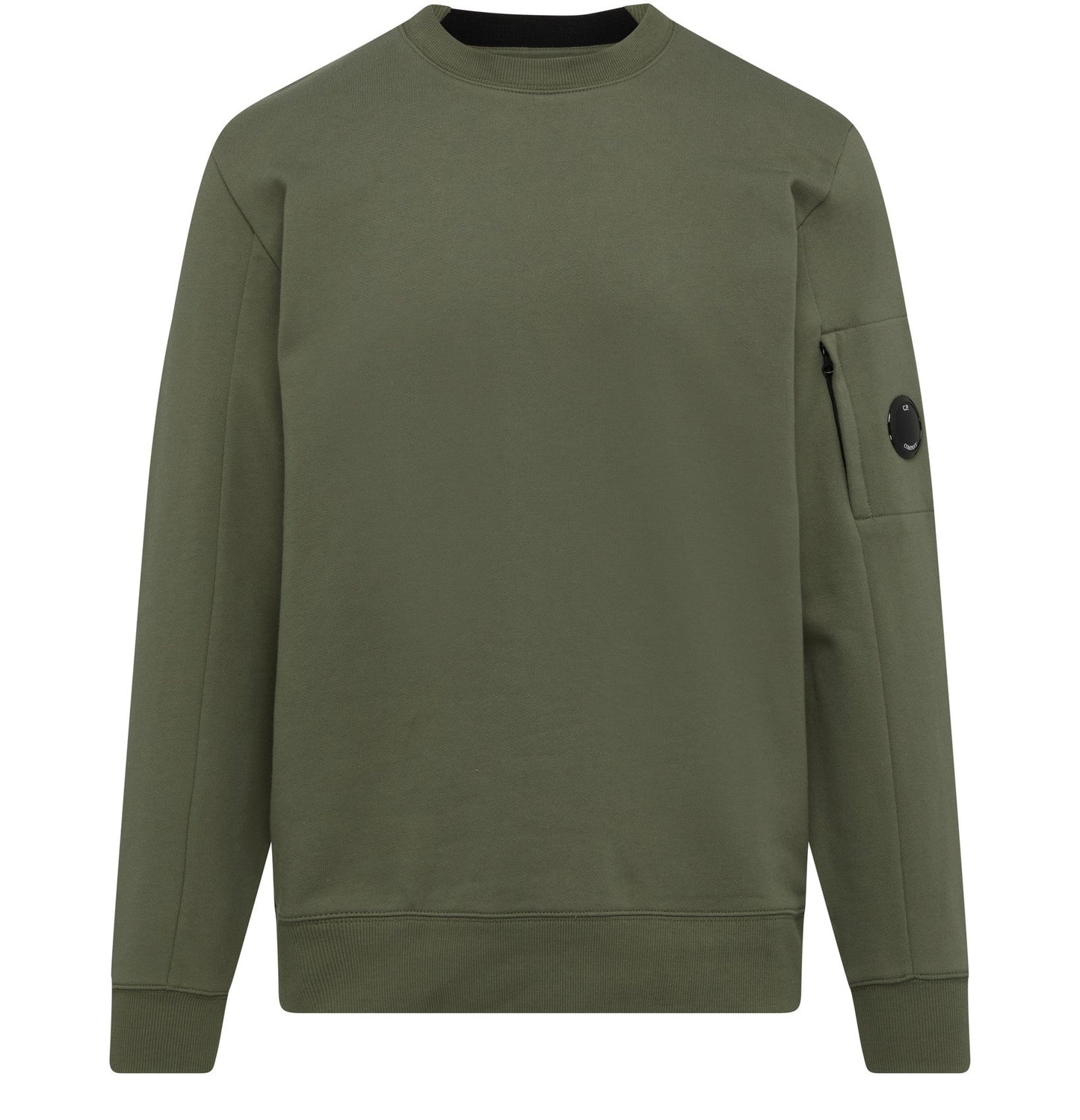 C.P. Company CMSS022A Diagonal Raised Fleece Sweatshirt - 669 Thyme Green - Escape Menswear