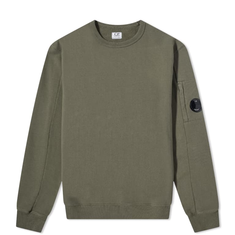 C.P. Company CMSS032A Light Fleece Sweatshirt - 669 Thyme Green - Escape Menswear