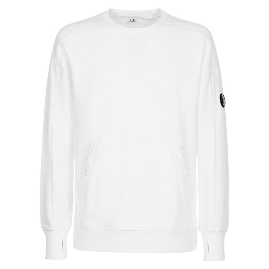 C.P. Company CMSS060A Zip Pockets Sweatshirt - 103 White - Escape Menswear