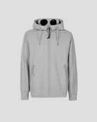 C.P. Company CMSS082A Diagonal Raised Fleece Zip Hoodie - M93 Grey - Escape Menswear