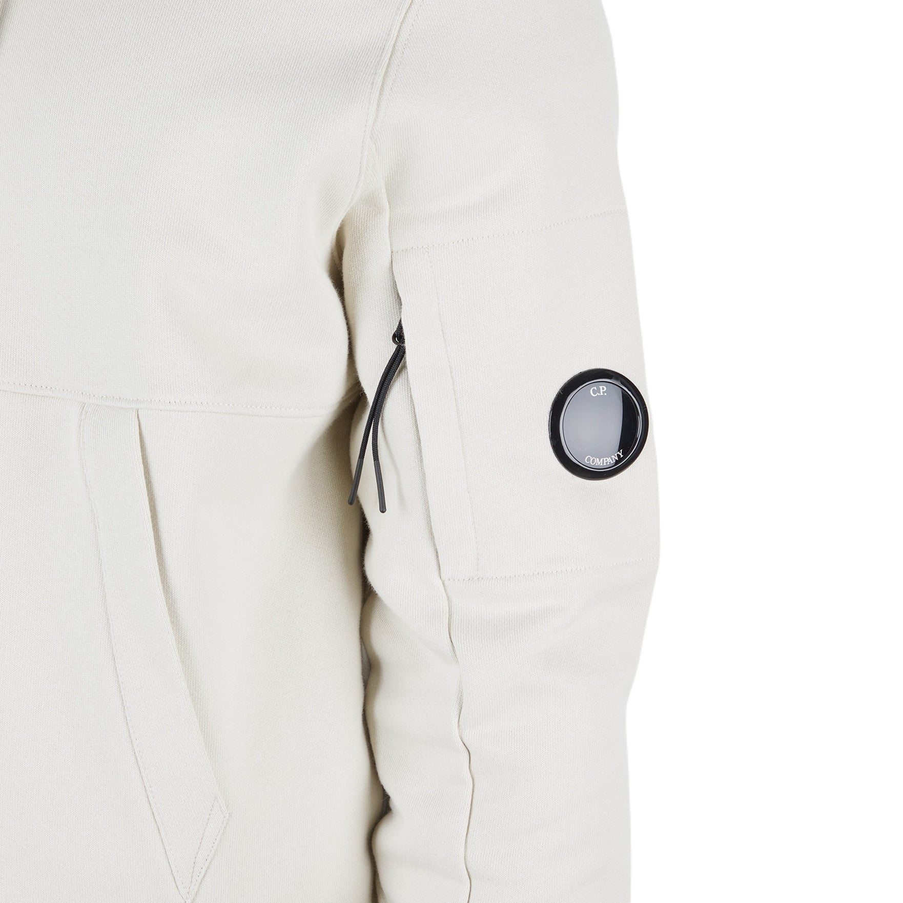 CP Company Diagonal Fleece Lens Hoodie - 103 Gauze Wht - Escape Menswear