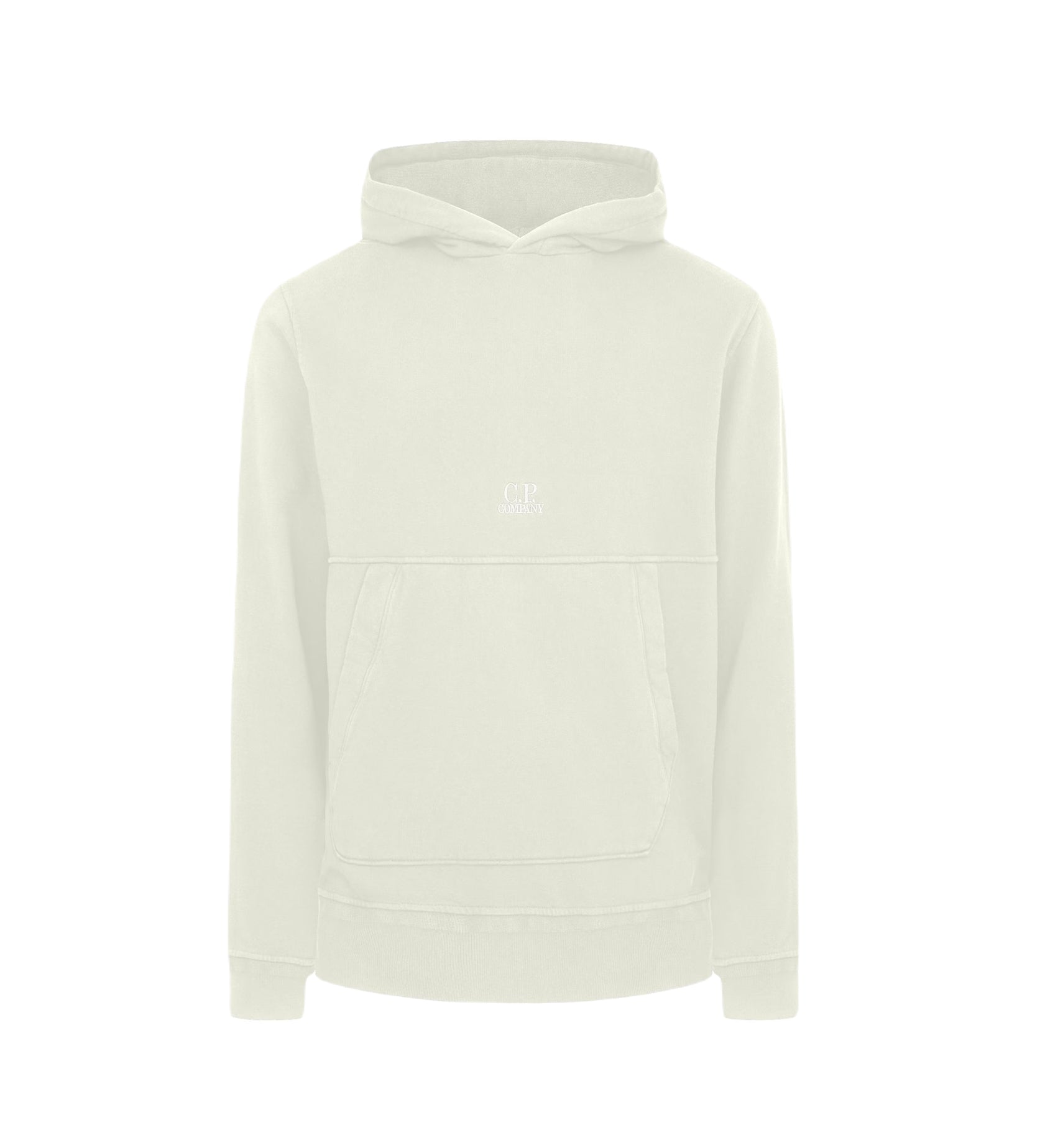 C.P. Company Emerized Diagonal Fleece Hoodie - 103 Gauze White - Escape Menswear