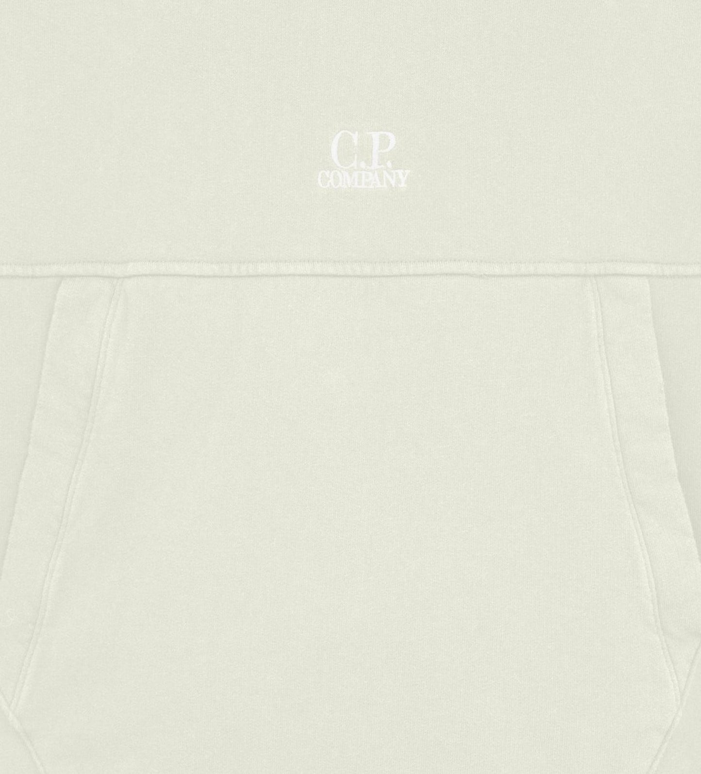 C.P. Company Emerized Diagonal Fleece Hoodie - 103 Gauze White - Escape Menswear