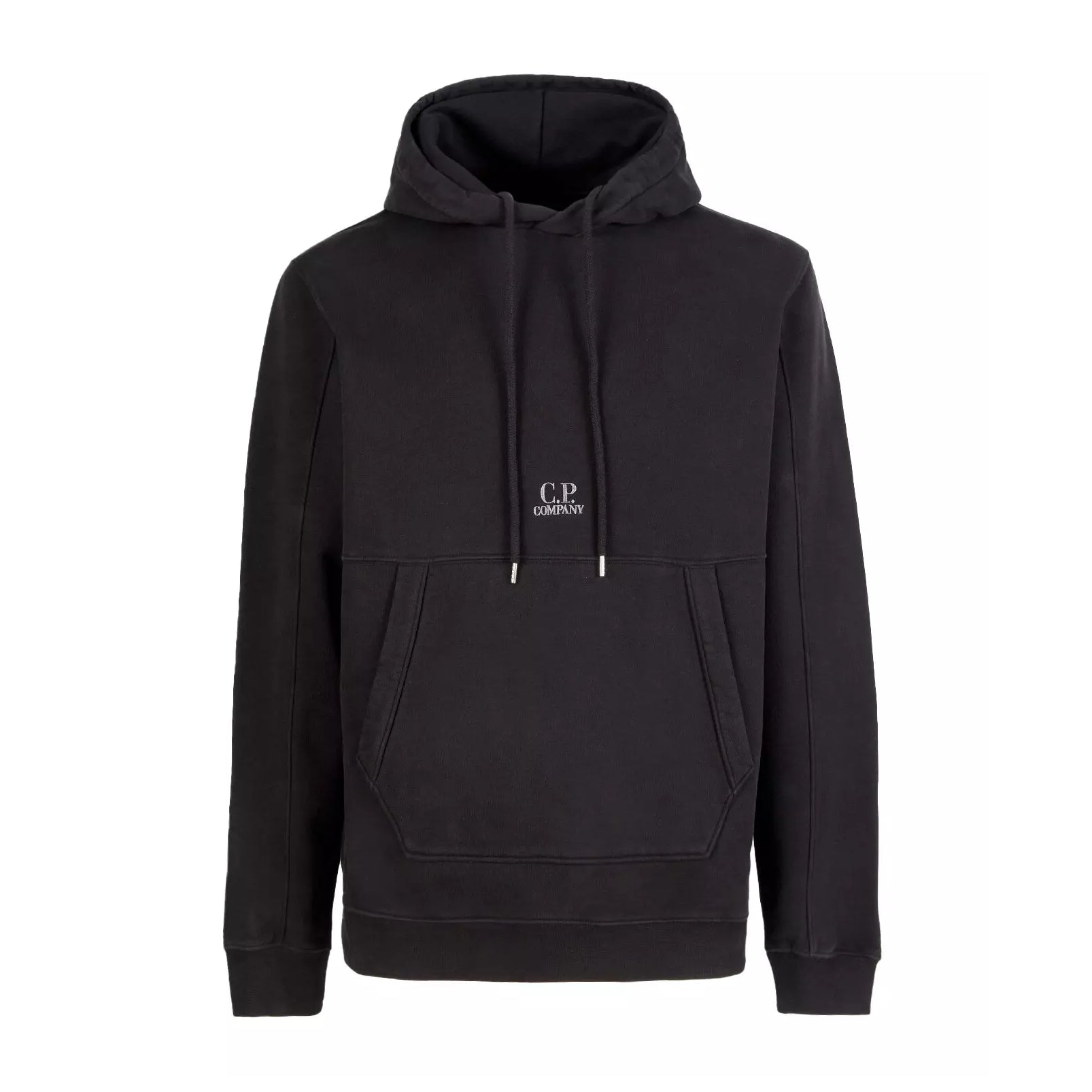 C.P. Company Emerized Diagonal Fleece Hoodie - 999 Black - Escape Menswear