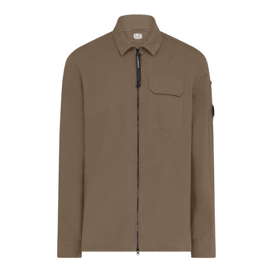C.P. Company Gabardine Zipped Overshirt - 653 Butternut Brown - Escape Menswear